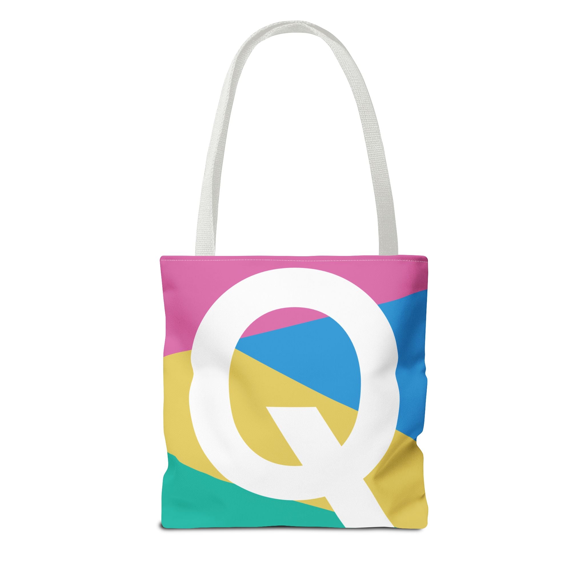 Monogram 'Q' Colorblock Tote Bag — Personalized Initial Q Shoulder Tote