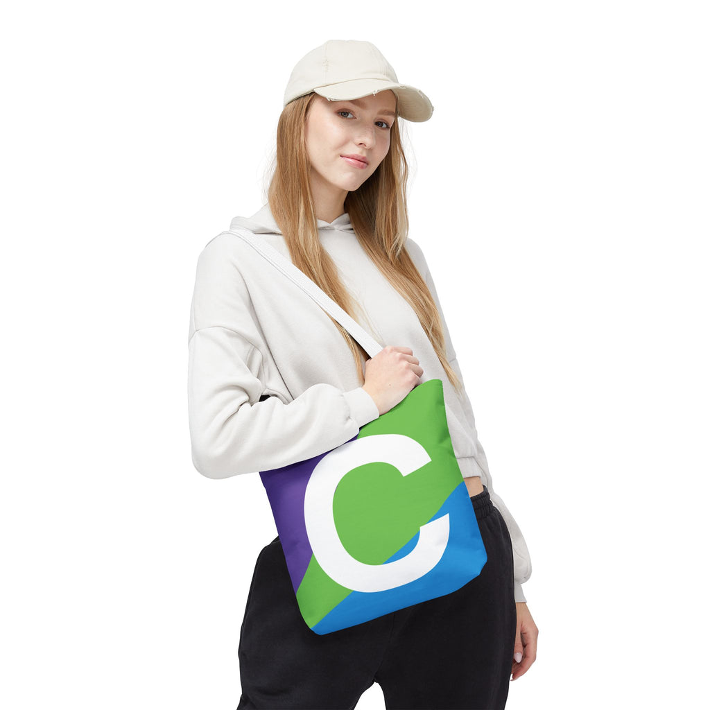 Monogram 'C' Colorblock Tote Bag — Personalized Initial C Shoulder Tote