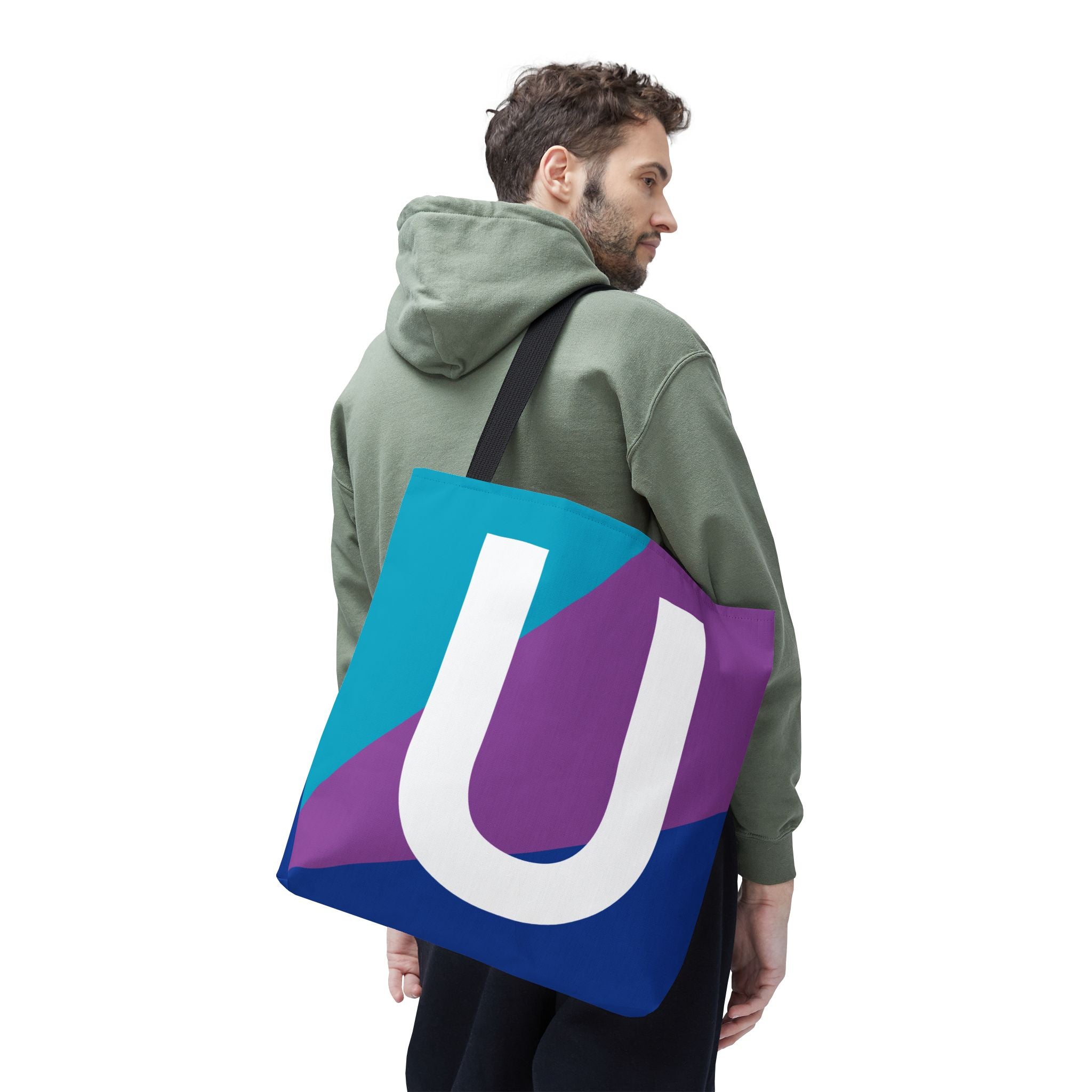Monogram 'U' Colorblock Tote Bag — Personalized Initial U Shoulder Tote