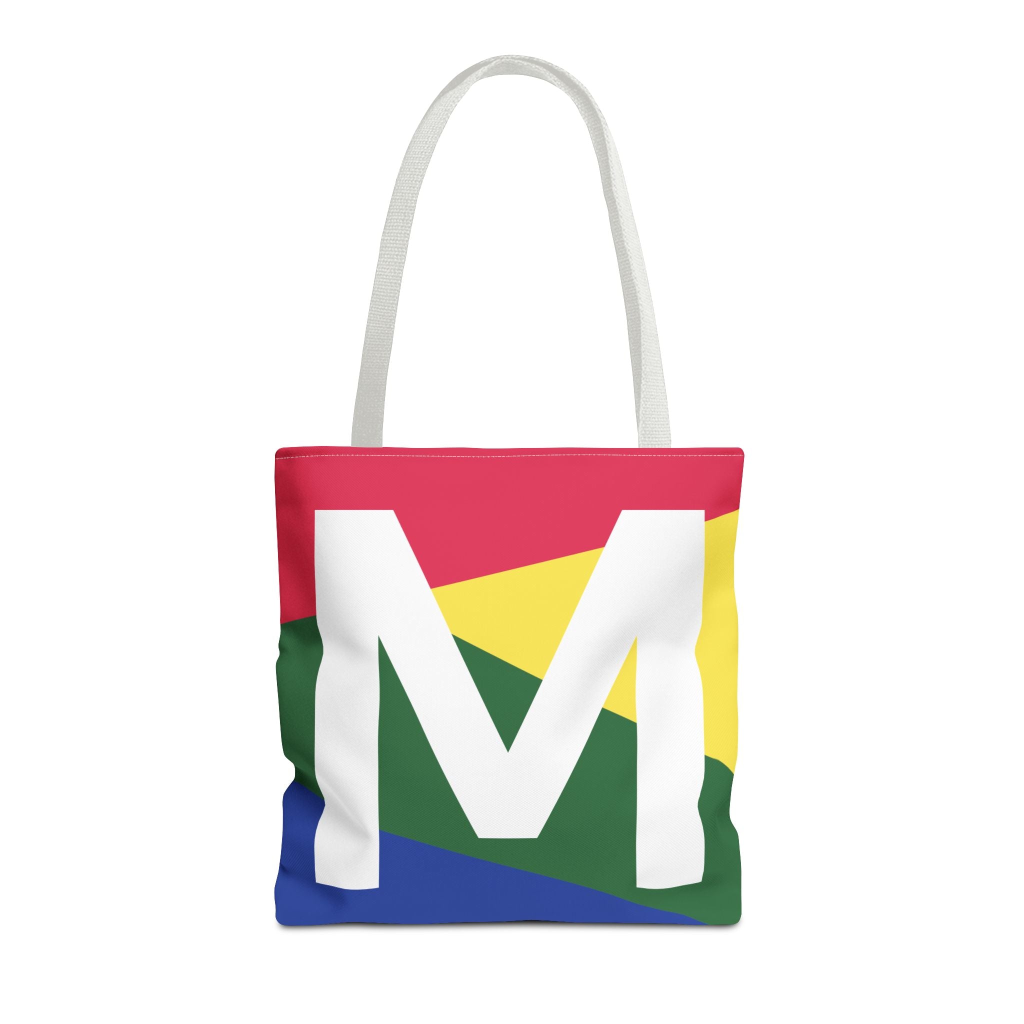 Monogram 'M' Colorblock Tote Bag — Personalized Initial M Shoulder Tote