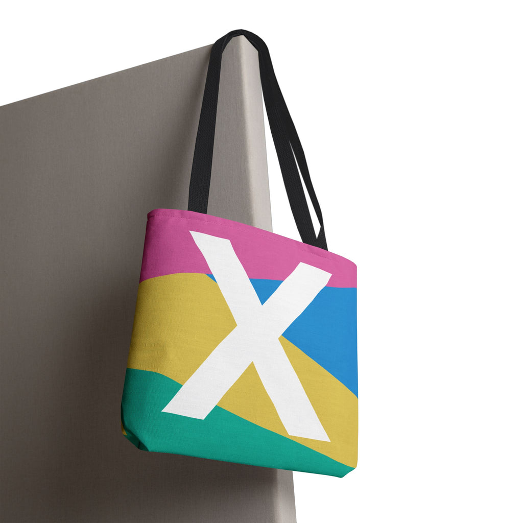 Monogram 'X' Colorblock Tote Bag — Personalized Initial X Shoulder Tote