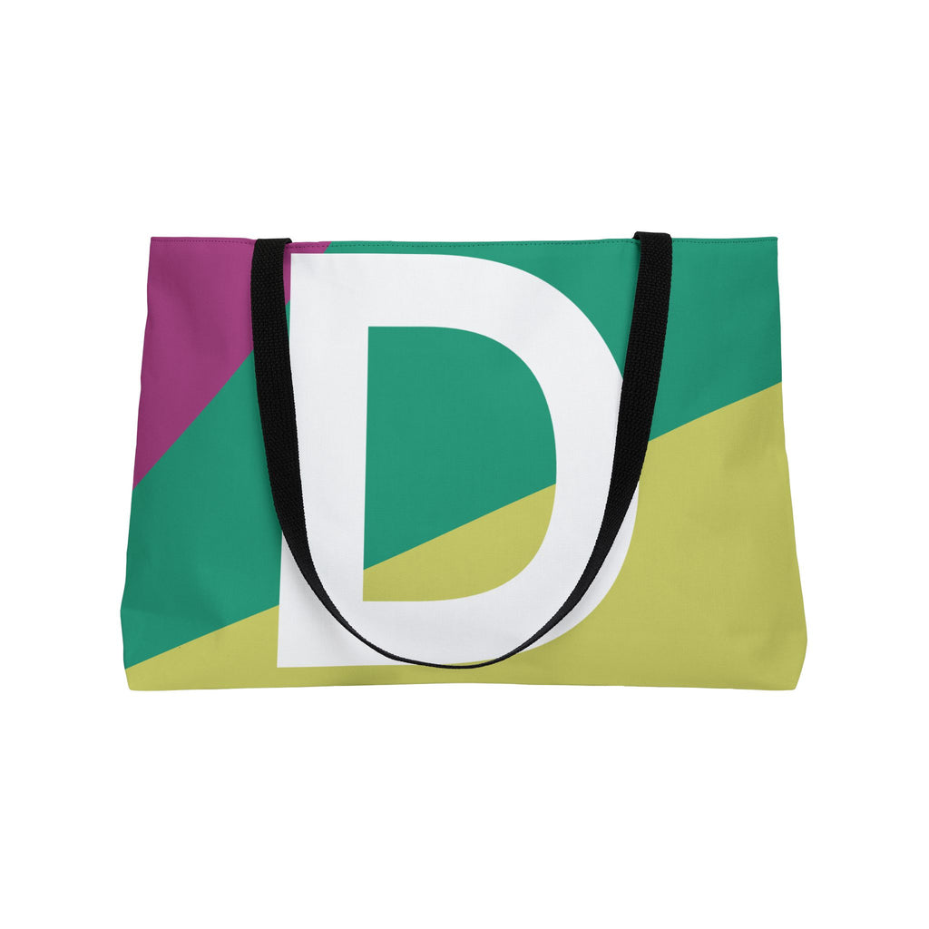 Personalized 'D' Colorblock Tote Bag — Monogram Weekender Tote