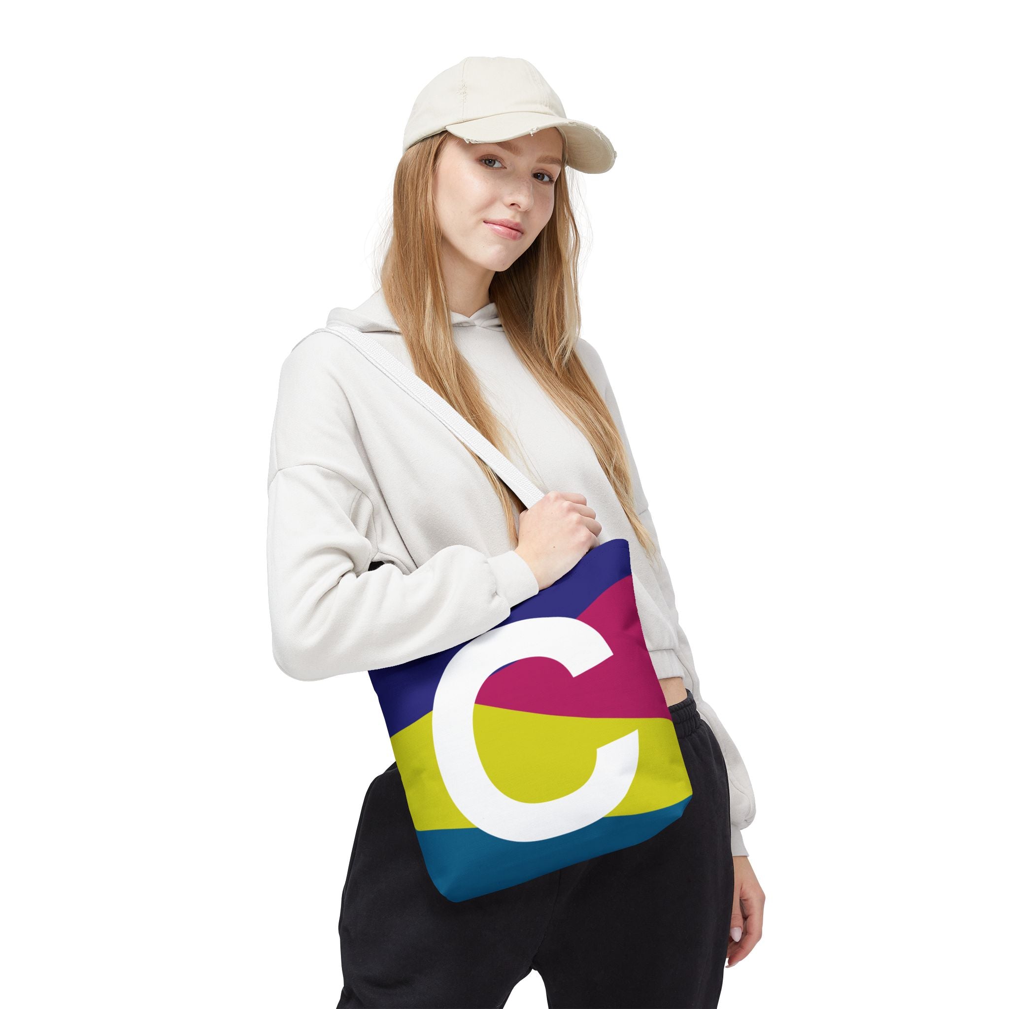 Monogram 'C' Colorblock Tote Bag — Personalized Initial C Shoulder Tote