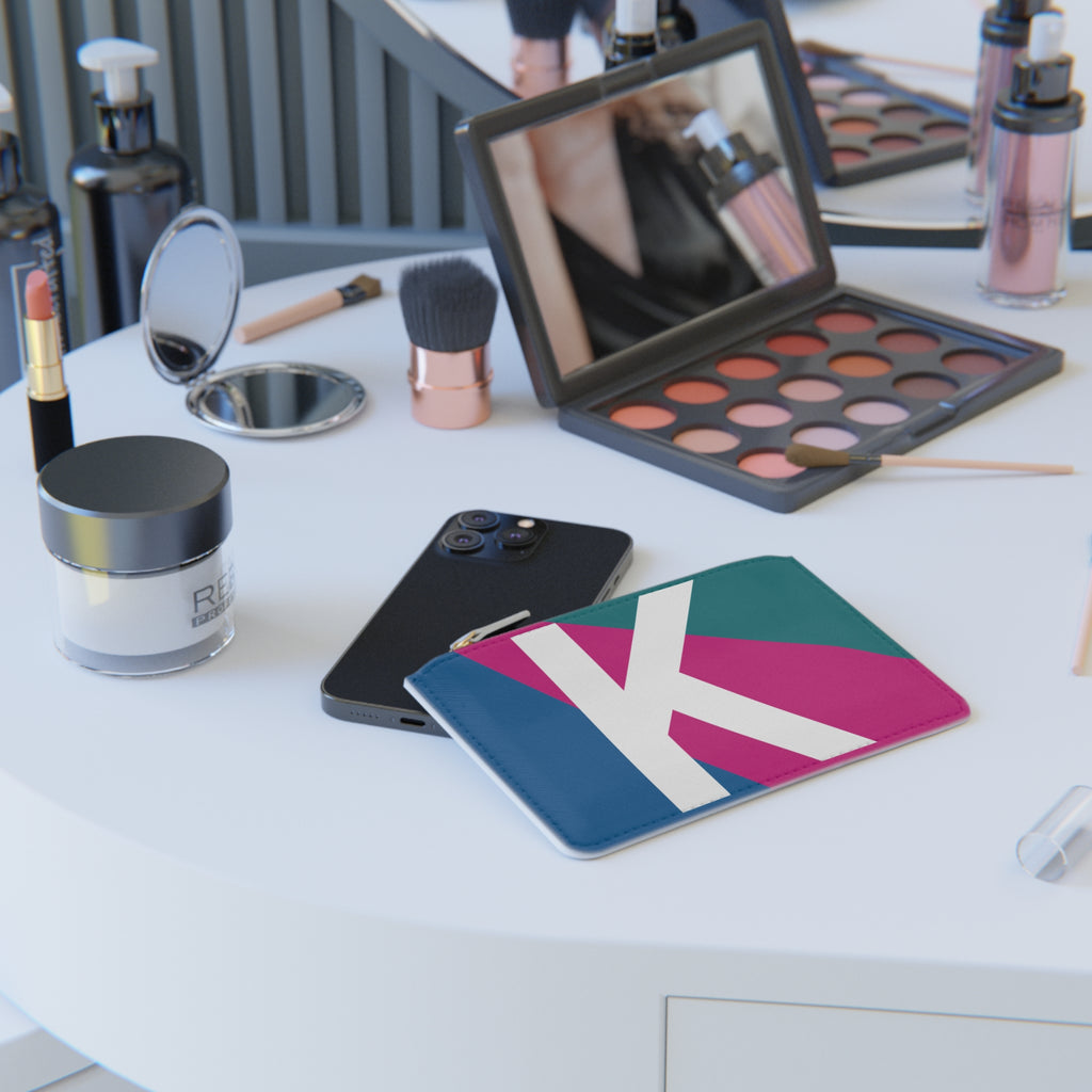 Initial K Mini Clutch — Colorblock Monogram Wristlet Wallet