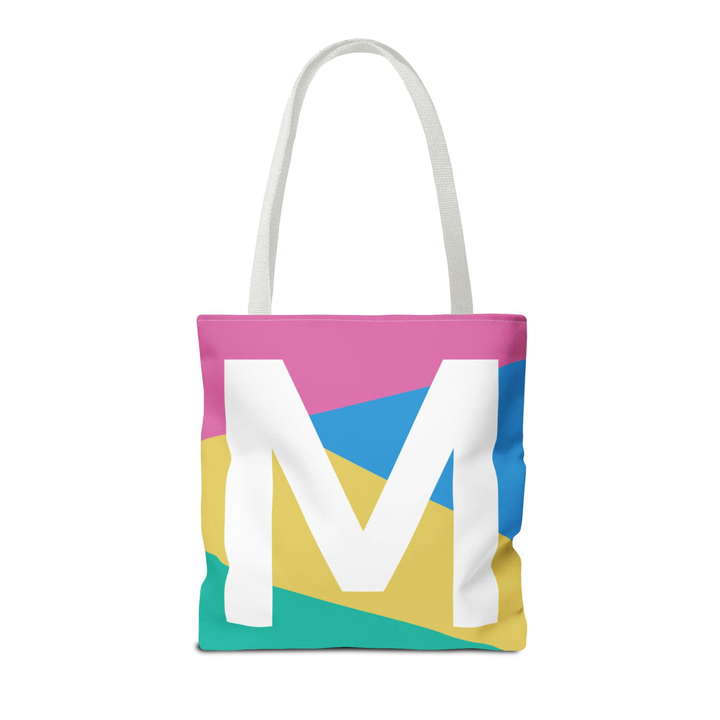 Monogram 'M' Colorblock Tote Bag — Personalized Initial M Shoulder Tote