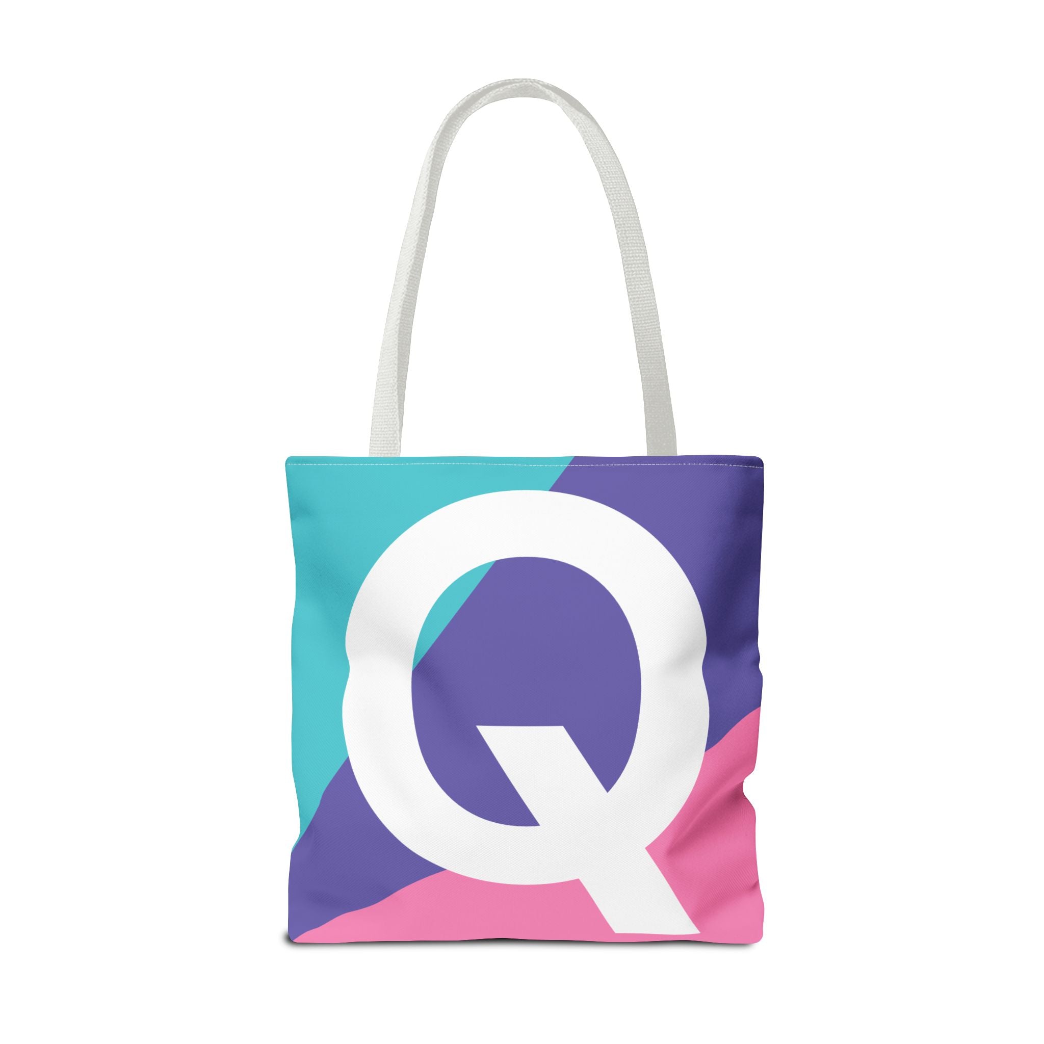 Monogram 'Q' Colorblock Tote Bag — Personalized Initial Q Shoulder Tote