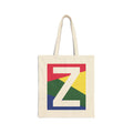 Initial Z Colorblock Canvas Tote Bag — Monogram Letter Z Reusable Grocery Tote