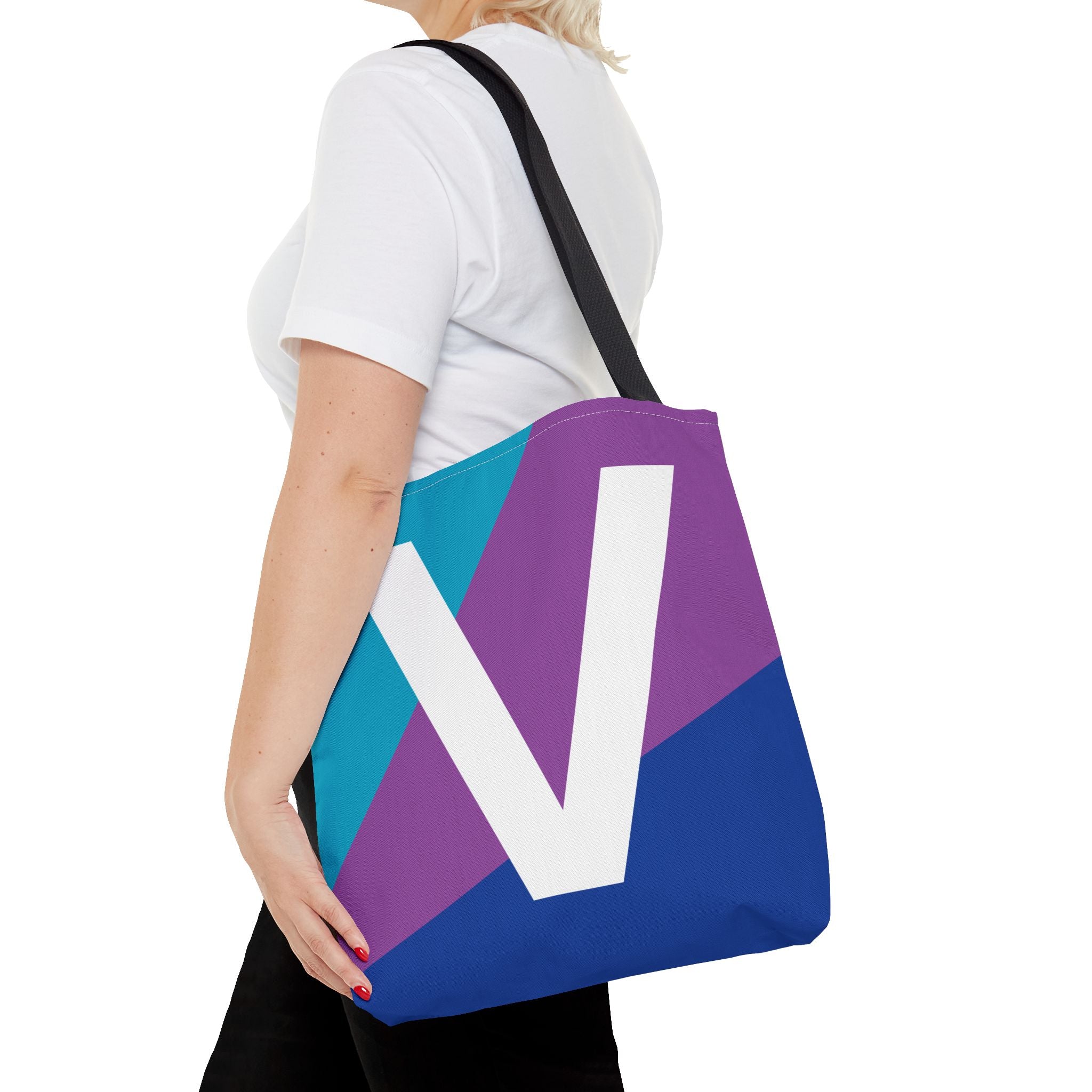 Monogram 'V' Colorblock Tote Bag — Personalized Initial V Shoulder Tote