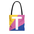 Monogram 'T' Colorblock Tote Bag — Personalized Initial T Shoulder Tote