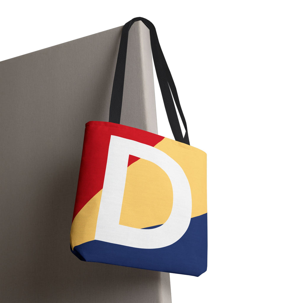 Monogram 'D' Colorblock Tote Bag — Personalized Initial D Shoulder Tote