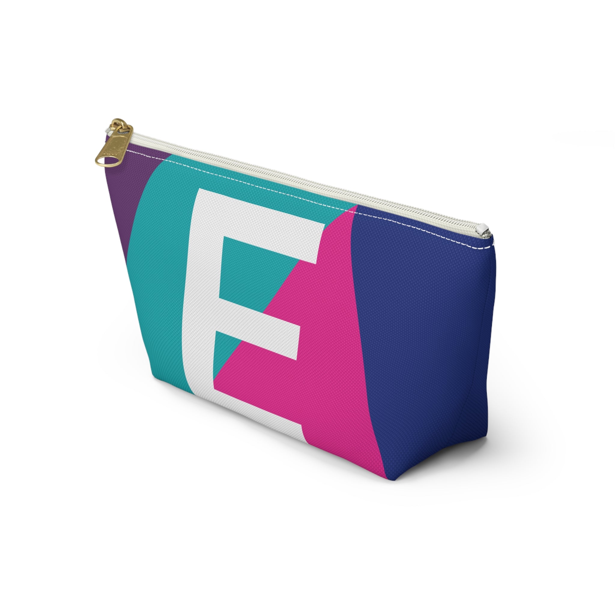 Initials Colorblock Accessory Pouch — Monogram E T-Bottom Cosmetic Bag