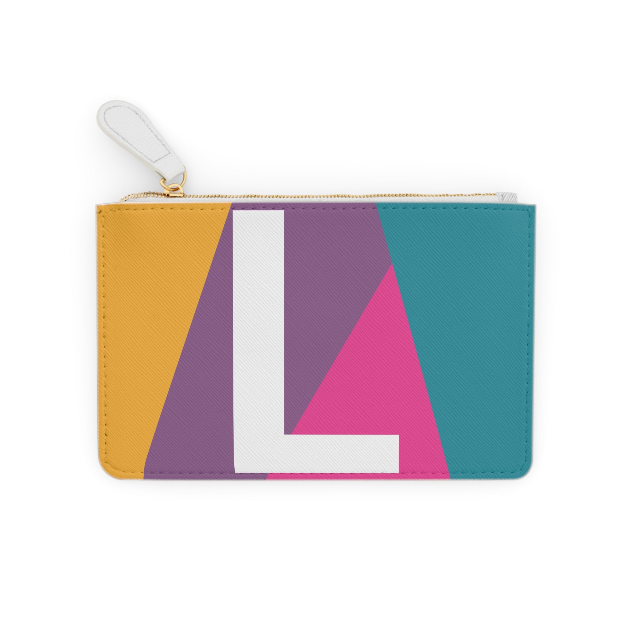 Initial L Mini Clutch — Colorblock Monogram Wristlet Wallet