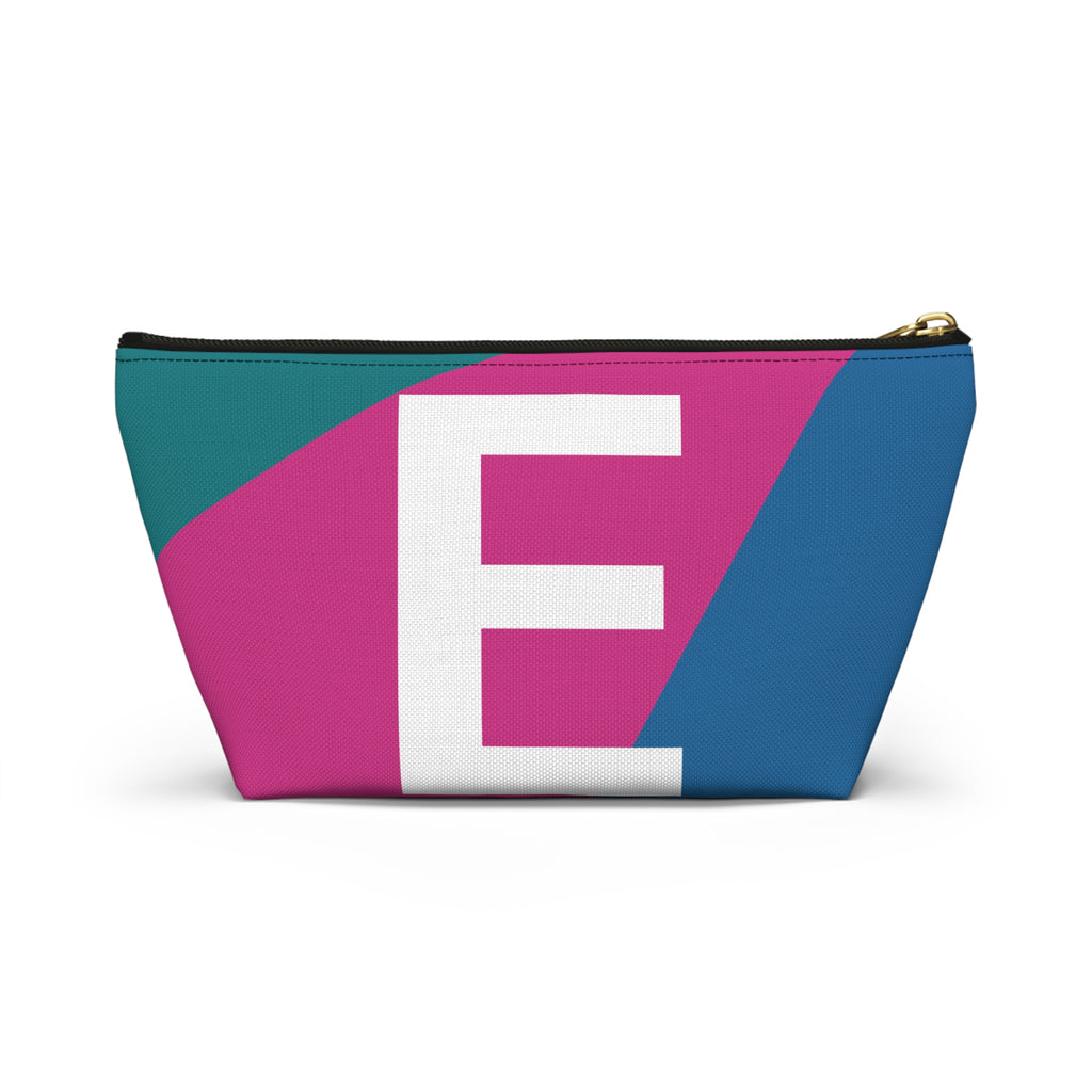 Initials Colorblock Accessory Pouch — Monogram E T-Bottom Cosmetic Bag