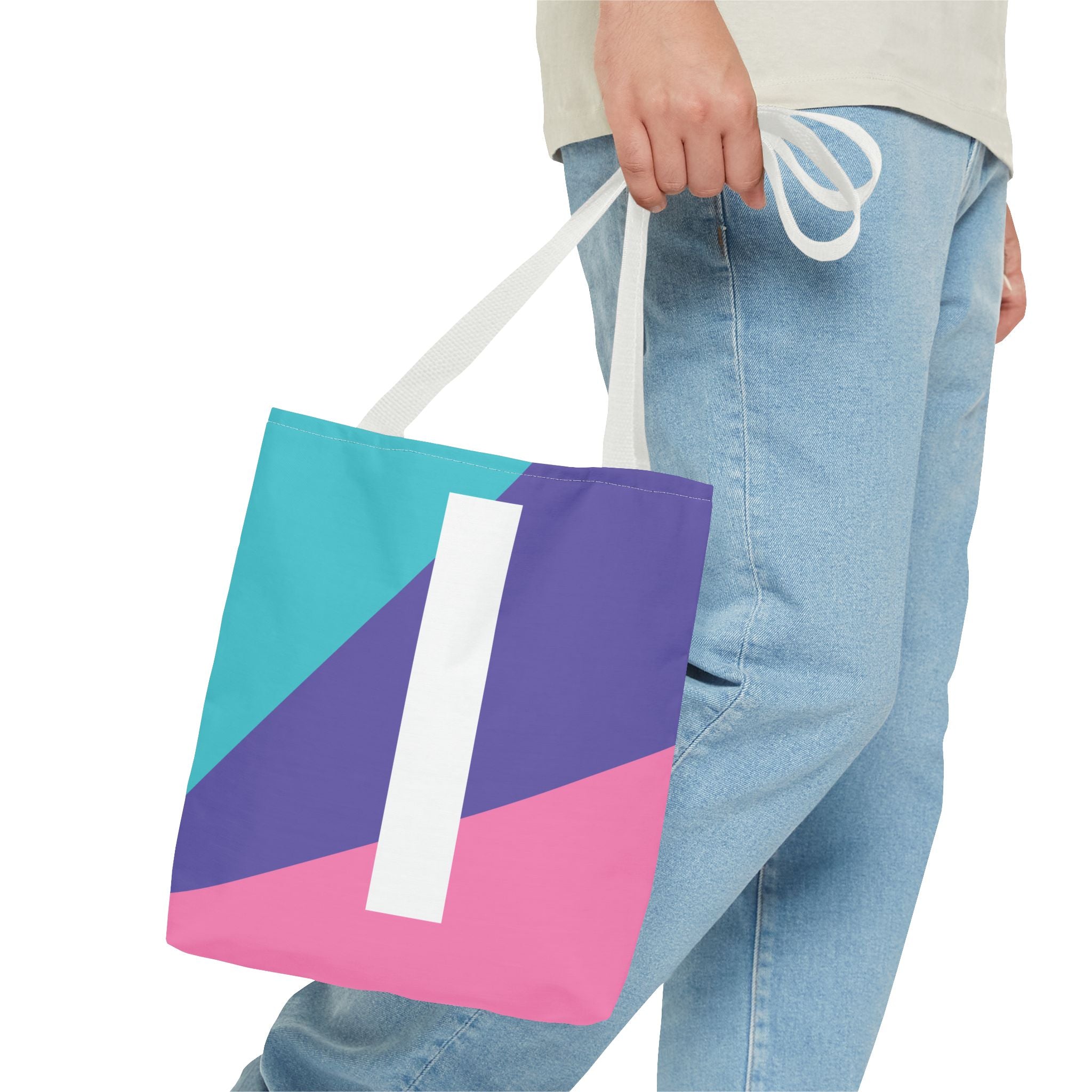 Monogram 'I' Colorblock Tote Bag — Personalized Initial I Shoulder Tote