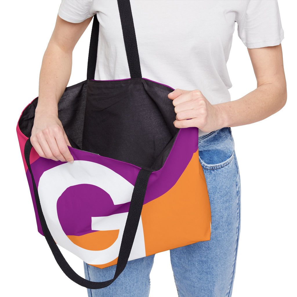 Personalized 'G' Colorblock Tote Bag — Monogram Weekender Tote
