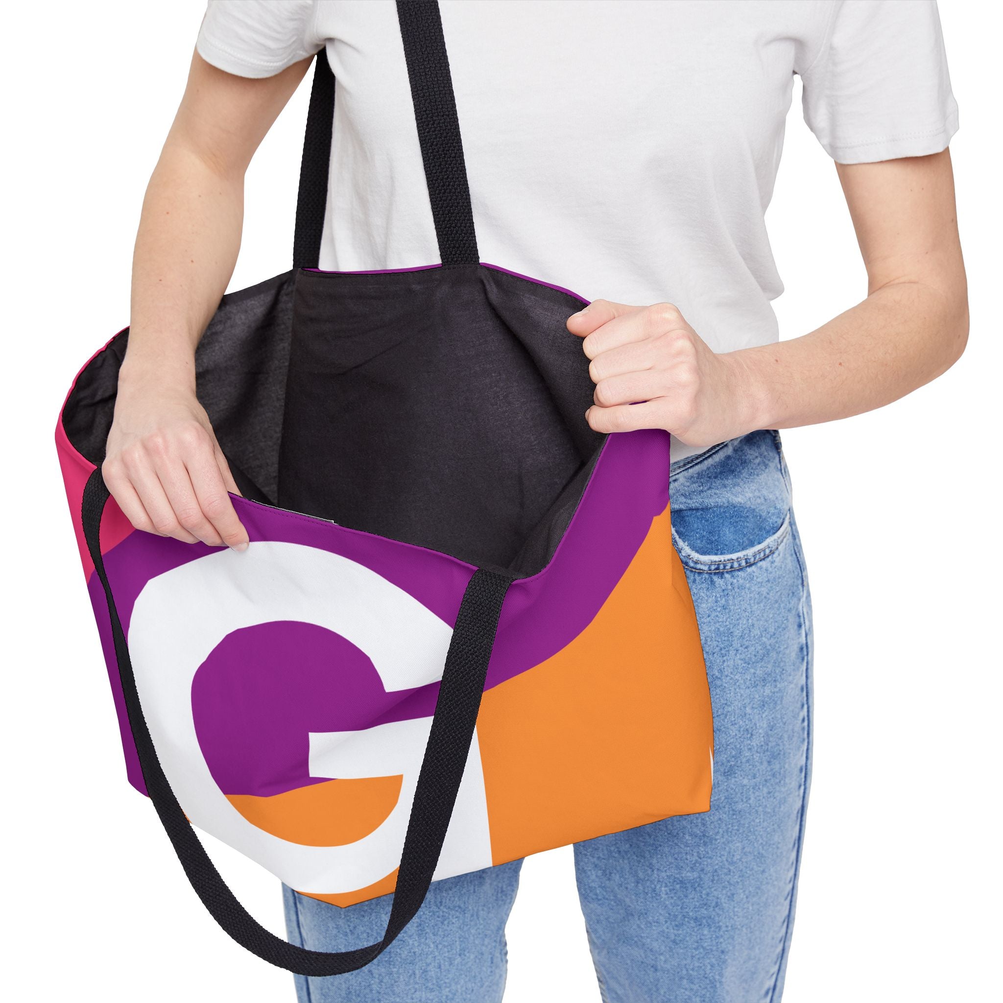 Personalized 'G' Colorblock Tote Bag — Monogram Weekender Tote
