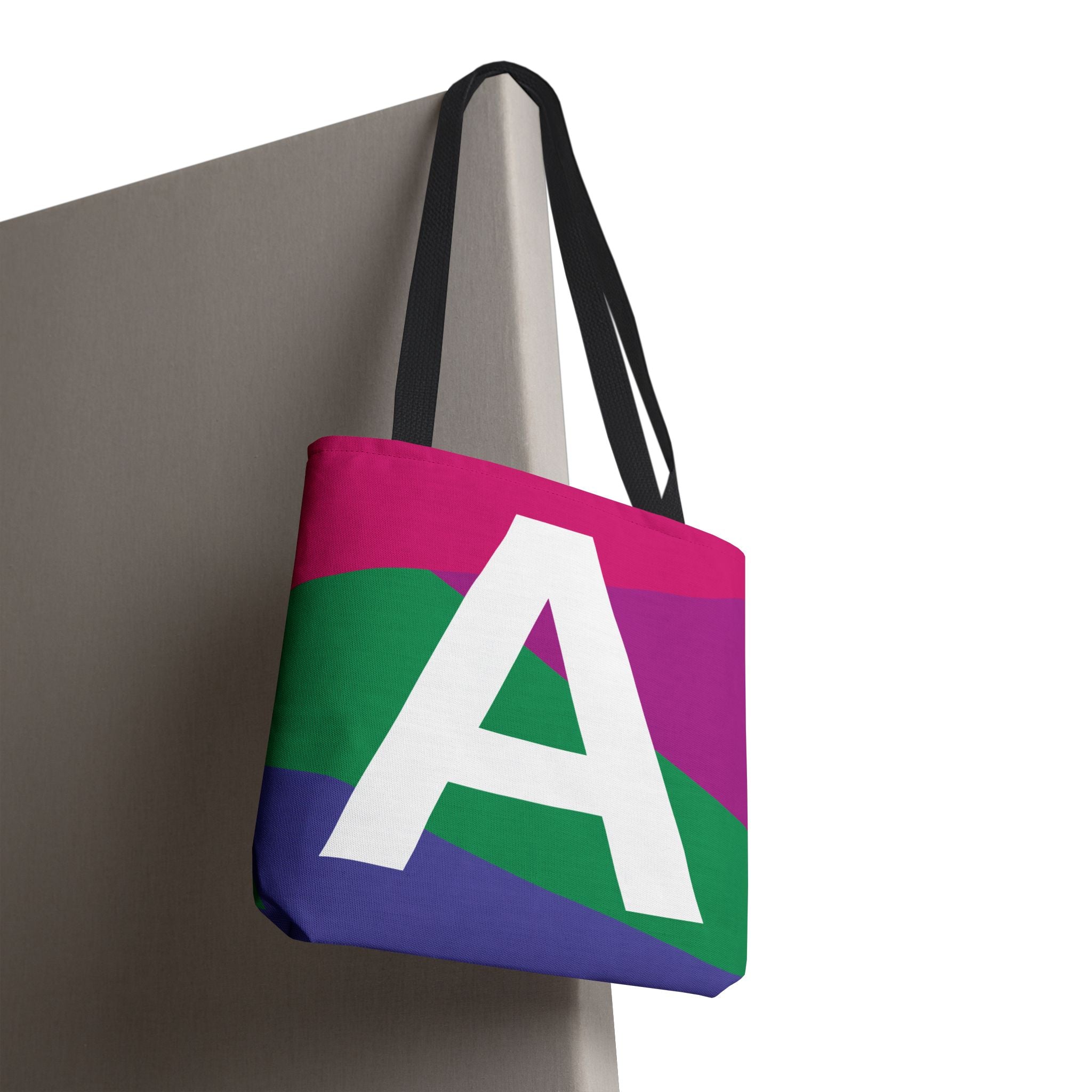 Monogram 'A' Colorblock Tote Bag — Personalized Initial A Shoulder Tote