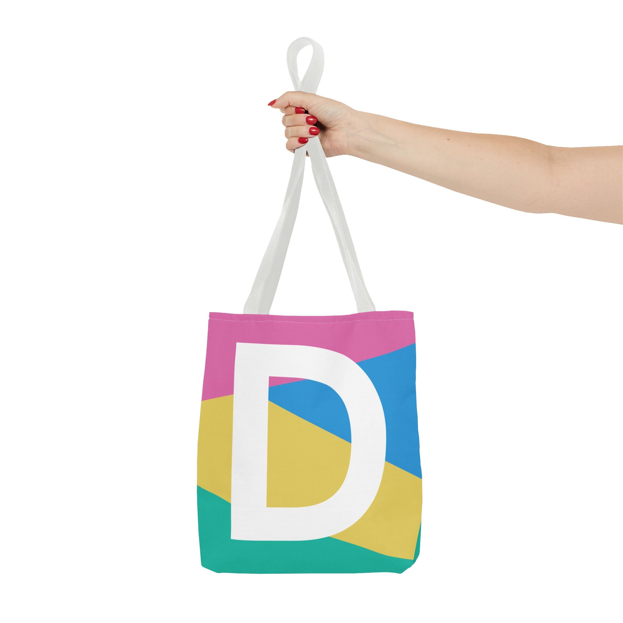 Monogram 'D' Colorblock Tote Bag — Personalized Initial D Shoulder Tote