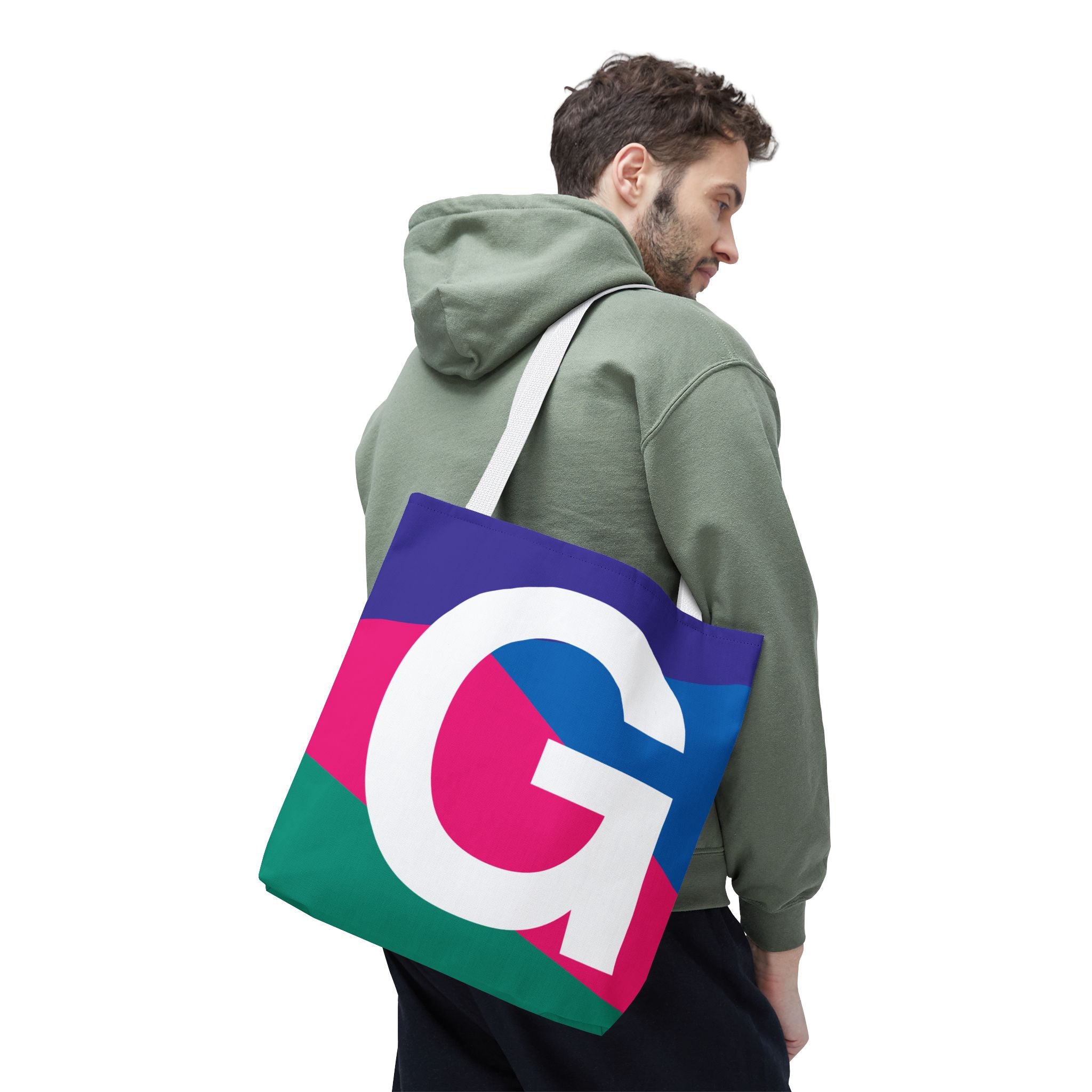 Monogram 'G' Colorblock Tote Bag — Personalized Initial G Shoulder Tote