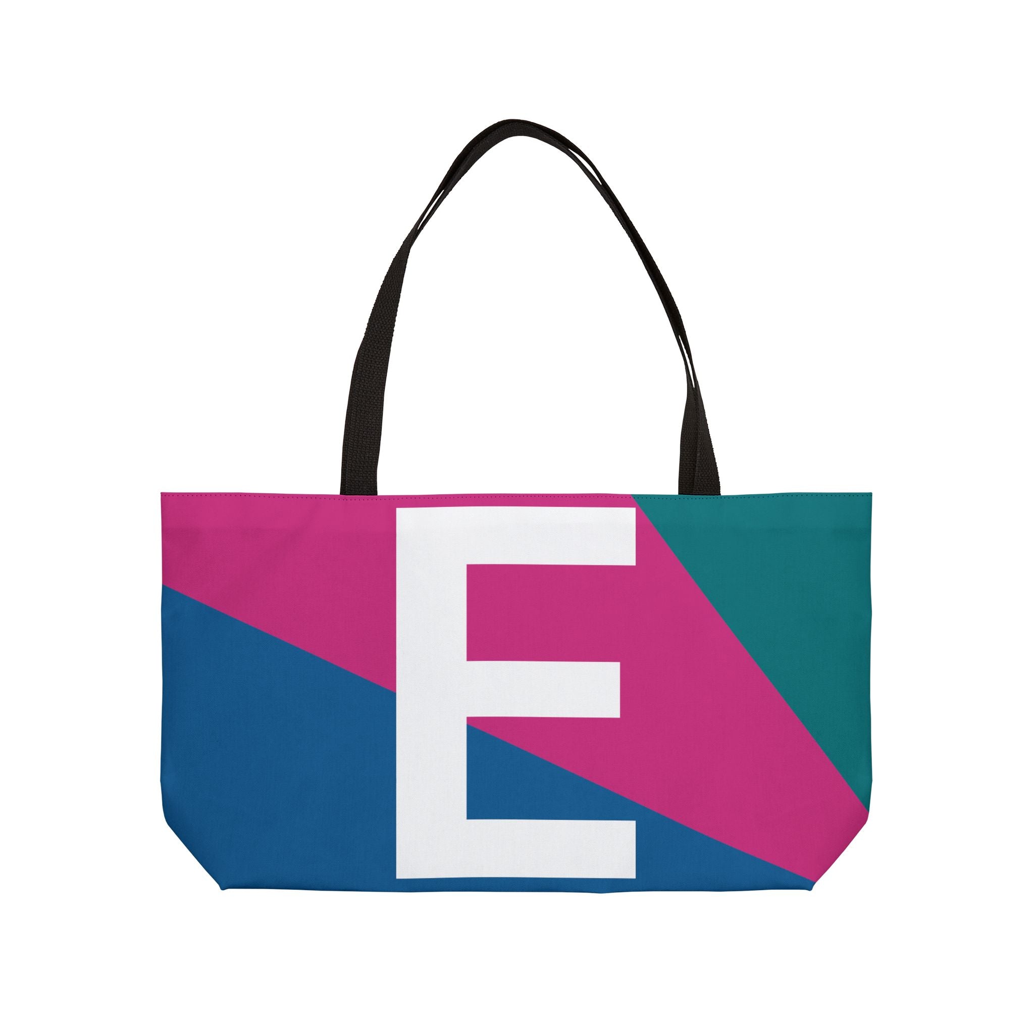 Personalized 'E' Colorblock Tote Bag — Monogram Weekender Tote