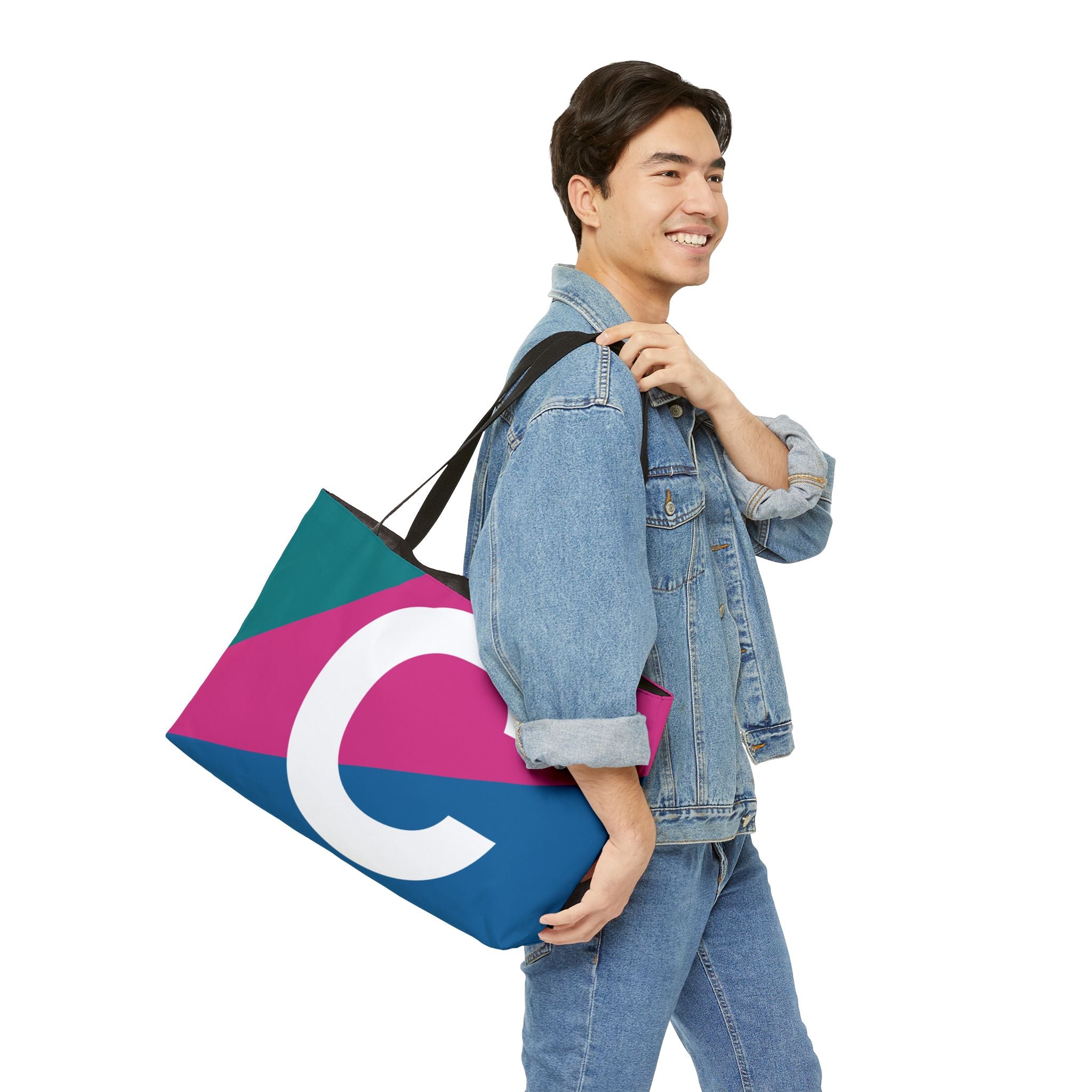 Personalized 'C' Colorblock Tote Bag — Monogram Weekender Tote