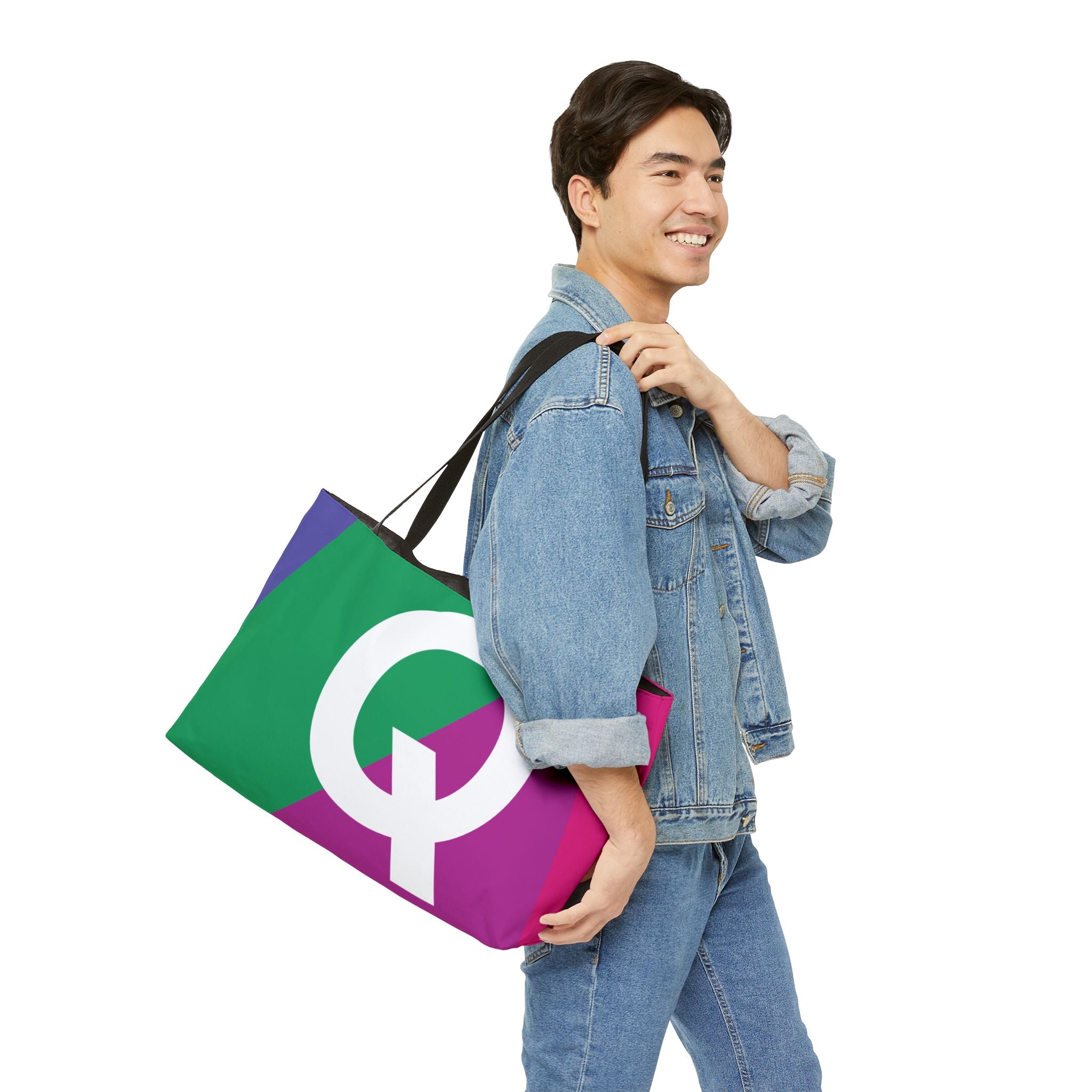 Personalized 'Q' Colorblock Tote Bag — Monogram Weekender Tote