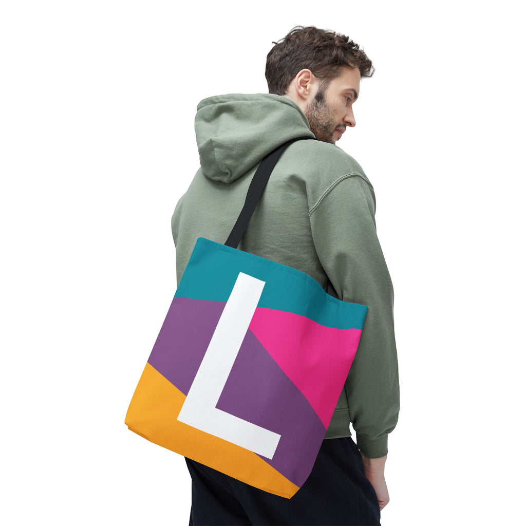Monogram 'L' Colorblock Tote Bag — Personalized Initial L Shoulder Tote