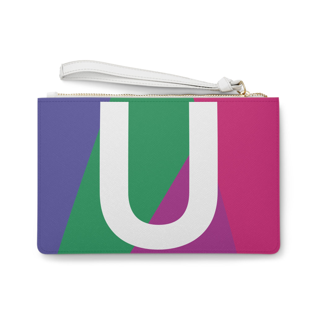 Monogram 'U' Colorblock Clutch Bag — Bold Geometric Wristlet for Everyday & Gifts