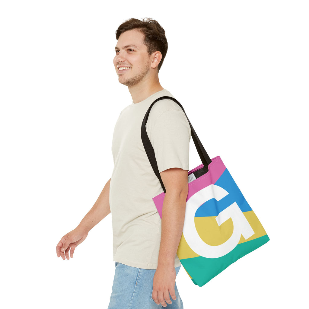 Monogram 'G' Colorblock Tote Bag — Personalized Initial G Shoulder Tote