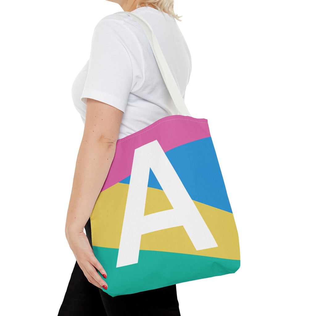 Monogram 'A' Colorblock Tote Bag — Personalized Initial A Shoulder Tote
