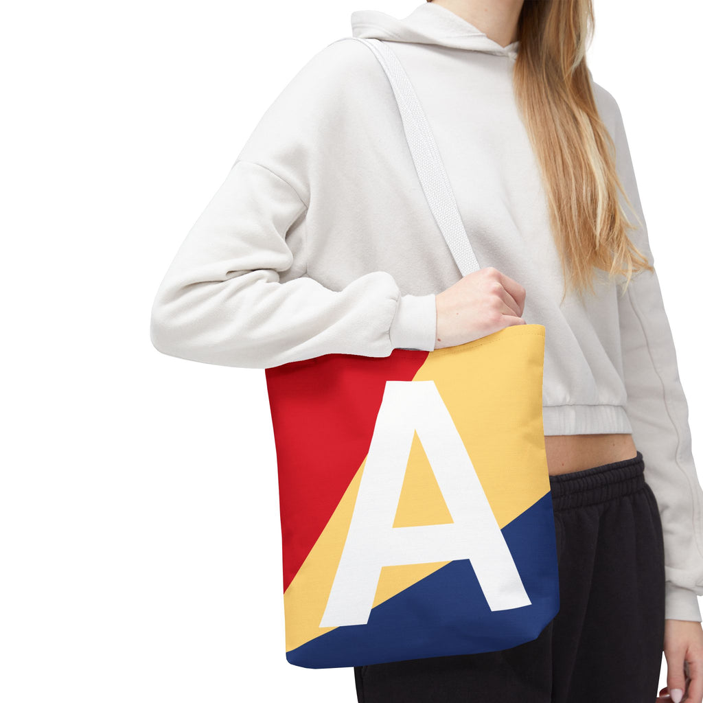 Monogram 'A' Colorblock Tote Bag — Personalized Initial A Shoulder Tote