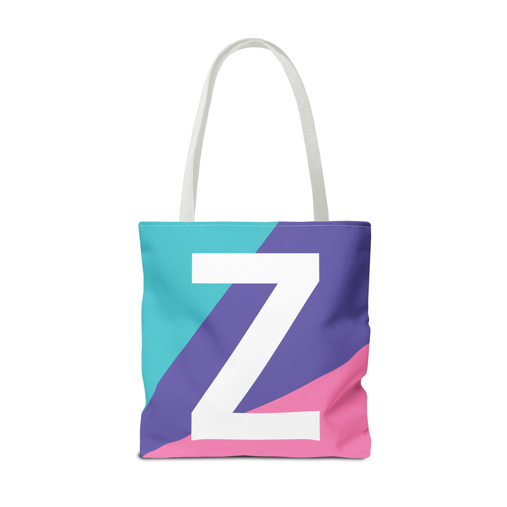 Monogram 'Z' Colorblock Tote Bag — Personalized Initial Z Shoulder Tote