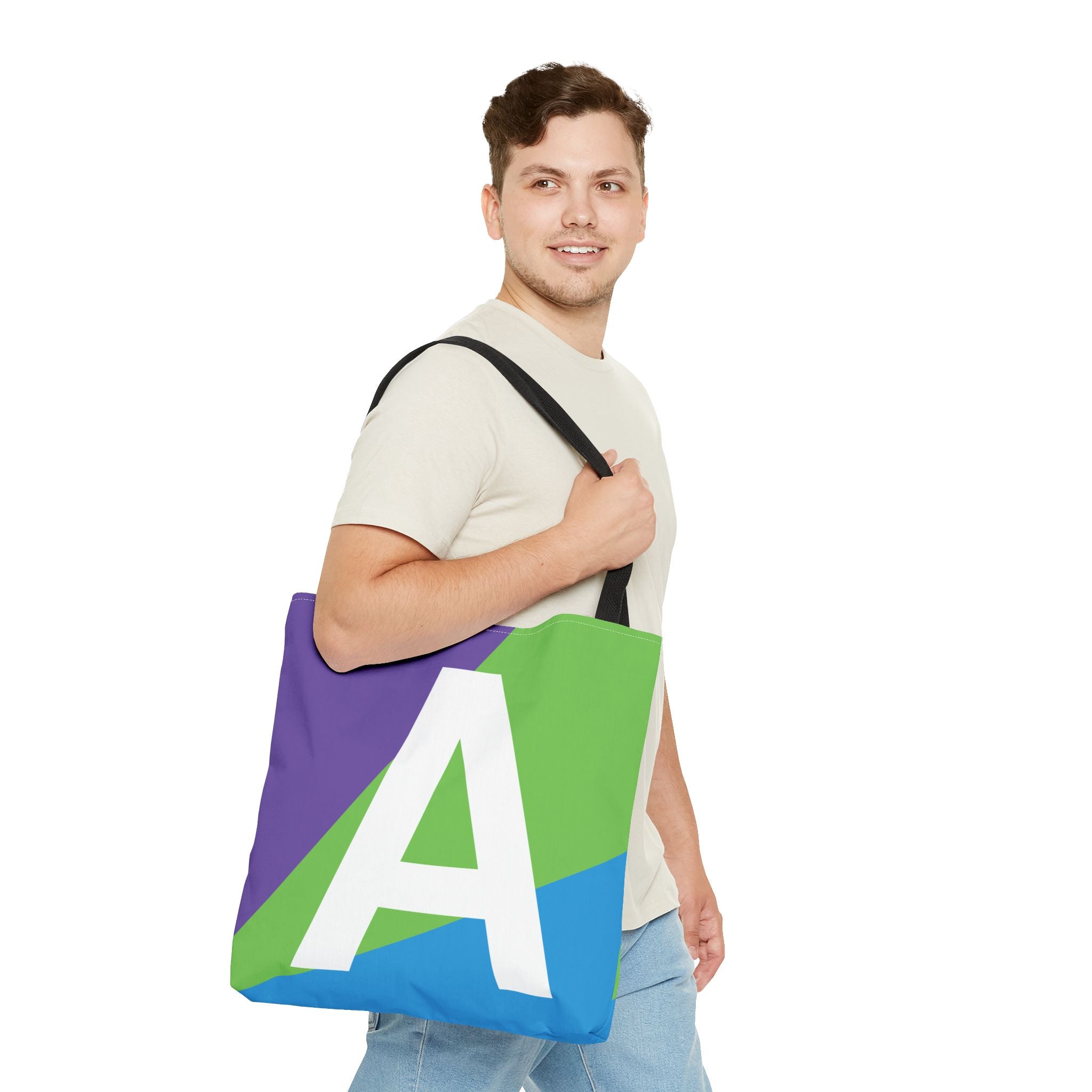 Monogram 'A' Colorblock Tote Bag — Personalized Initial A Shoulder Tote