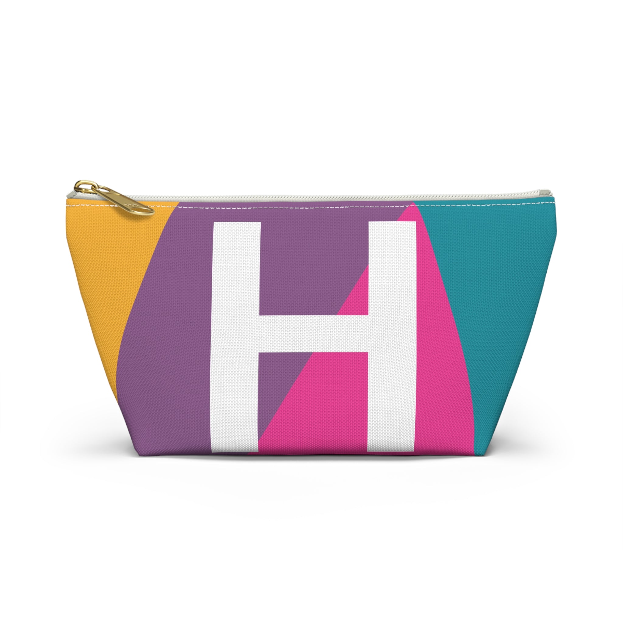 Initials Colorblock Accessory Pouch — Monogram H T-Bottom Cosmetic Bag