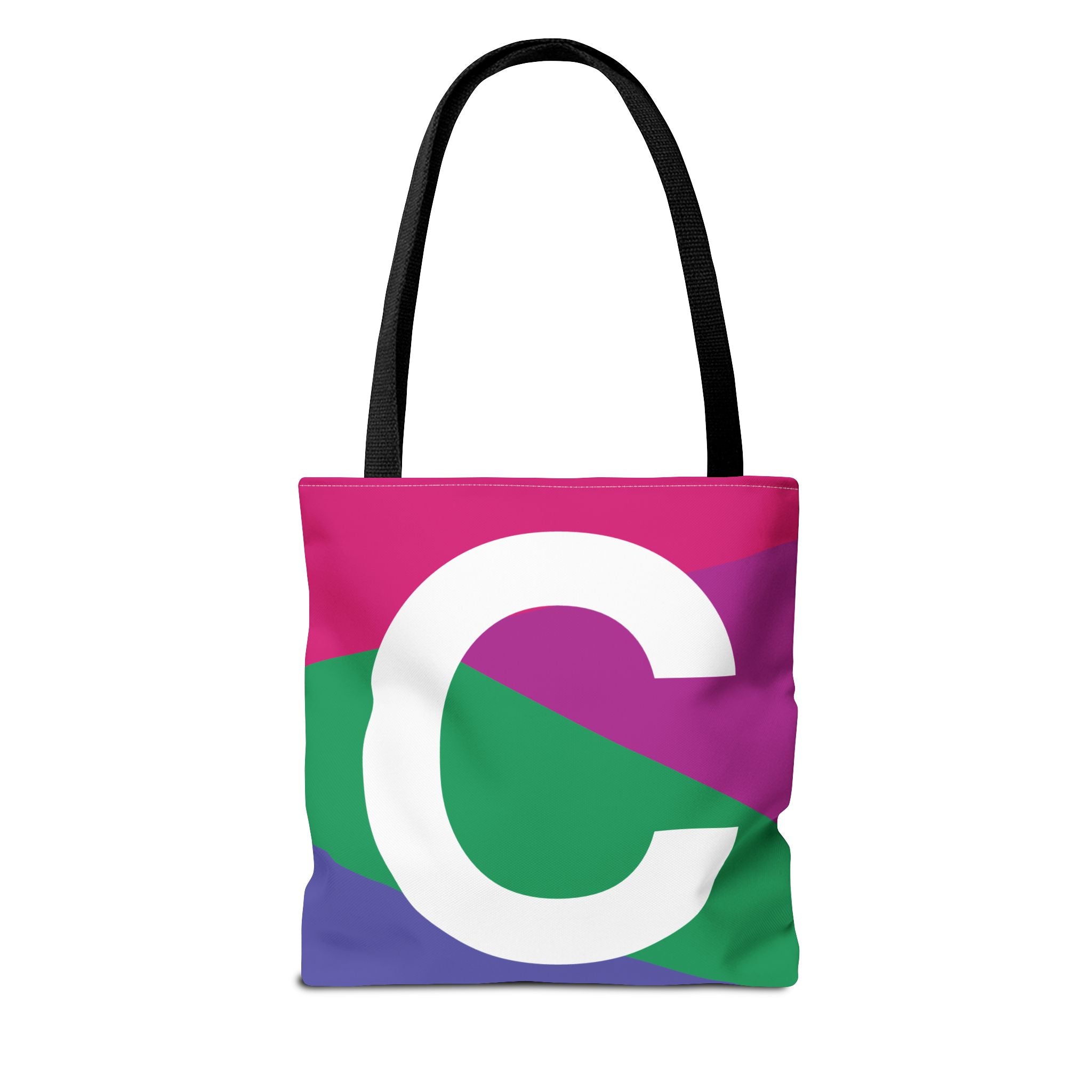 Monogram 'C' Colorblock Tote Bag — Personalized Initial C Shoulder Tote