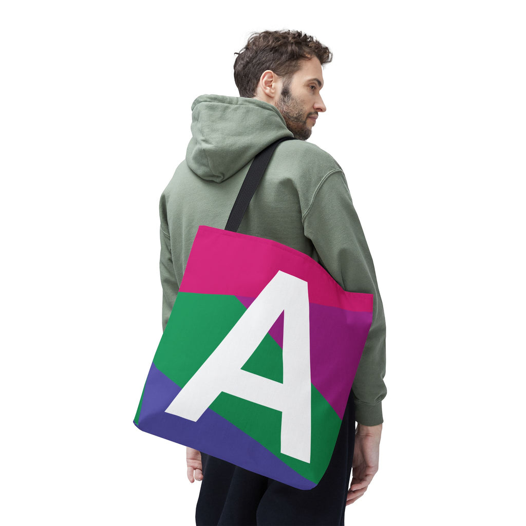 Monogram 'A' Colorblock Tote Bag — Personalized Initial A Shoulder Tote