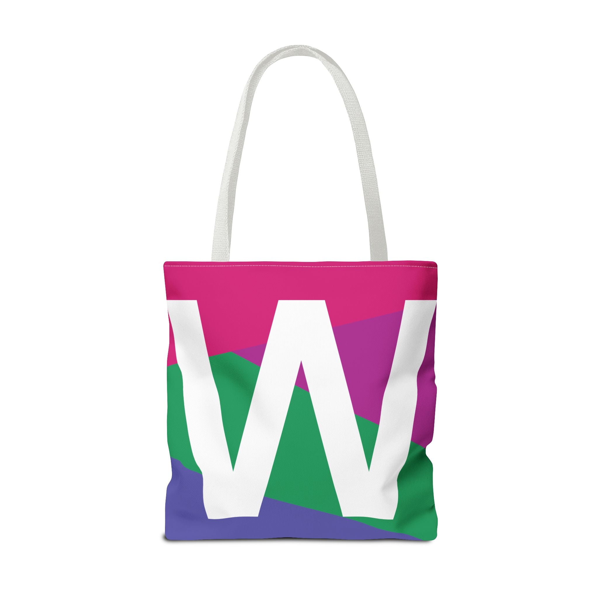 Monogram 'W' Colorblock Tote Bag — Personalized Initial W Shoulder Tote