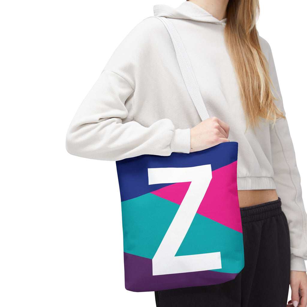 Monogram 'Z' Colorblock Tote Bag — Personalized Initial Z Shoulder Tote