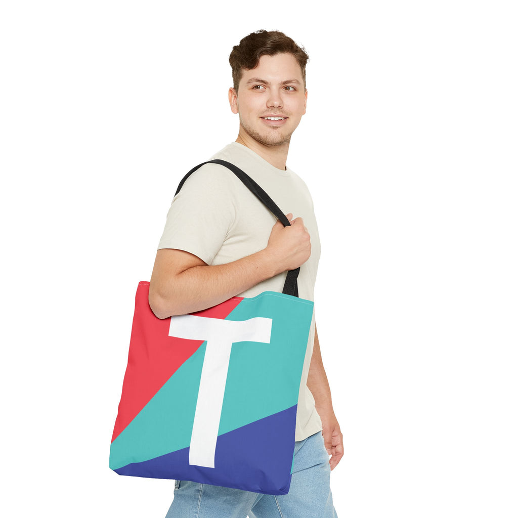 Monogram 'T' Colorblock Tote Bag — Personalized Initial T Shoulder Tote