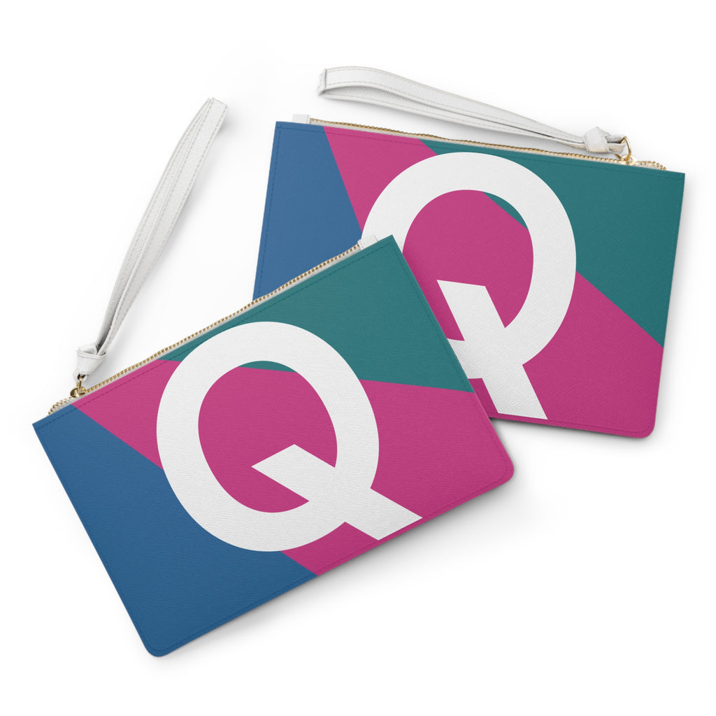 Monogram 'Q' Colorblock Clutch Bag — Bold Geometric Wristlet for Everyday & Gifts