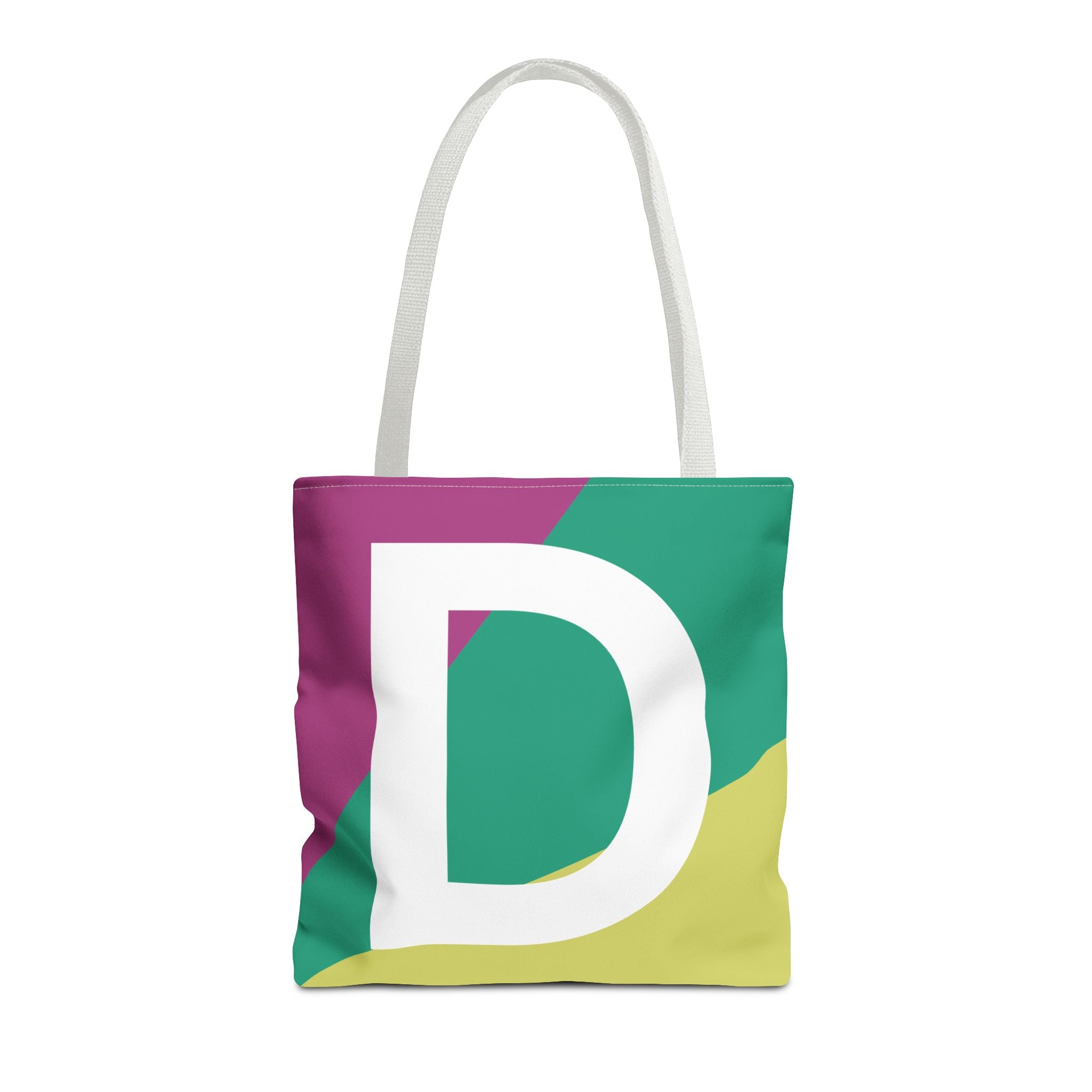 Monogram 'D' Colorblock Tote Bag — Personalized Initial D Shoulder Tote