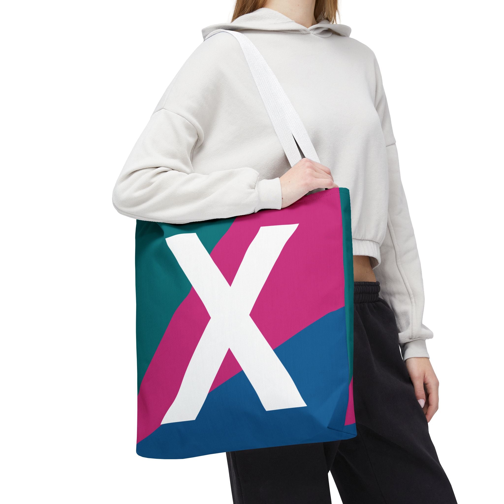 Monogram 'X' Colorblock Tote Bag — Personalized Initial X Shoulder Tote