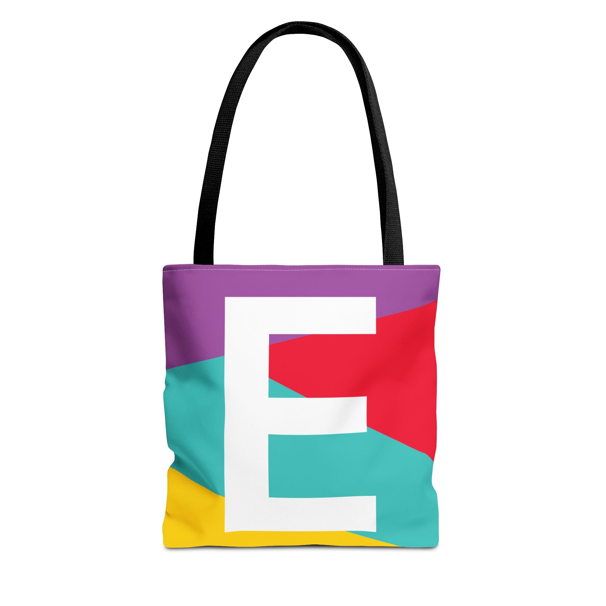 Monogram 'E' Colorblock Tote Bag — Personalized Initial E Shoulder Tote