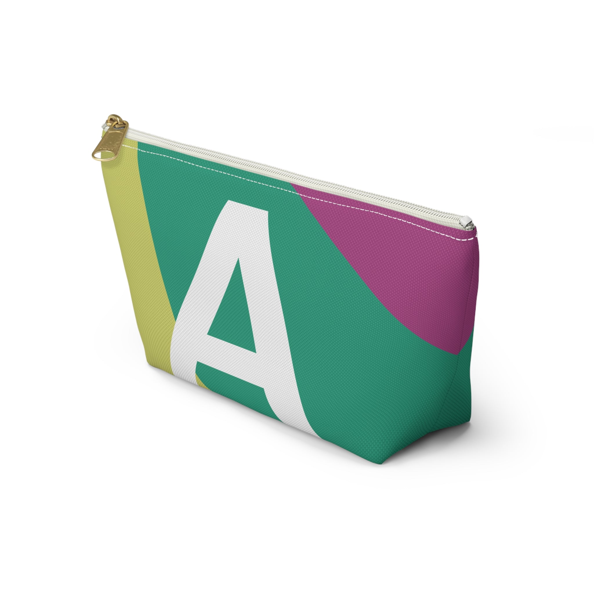 Initials Colorblock Accessory Pouch — Monogram A T-Bottom Cosmetic Bag