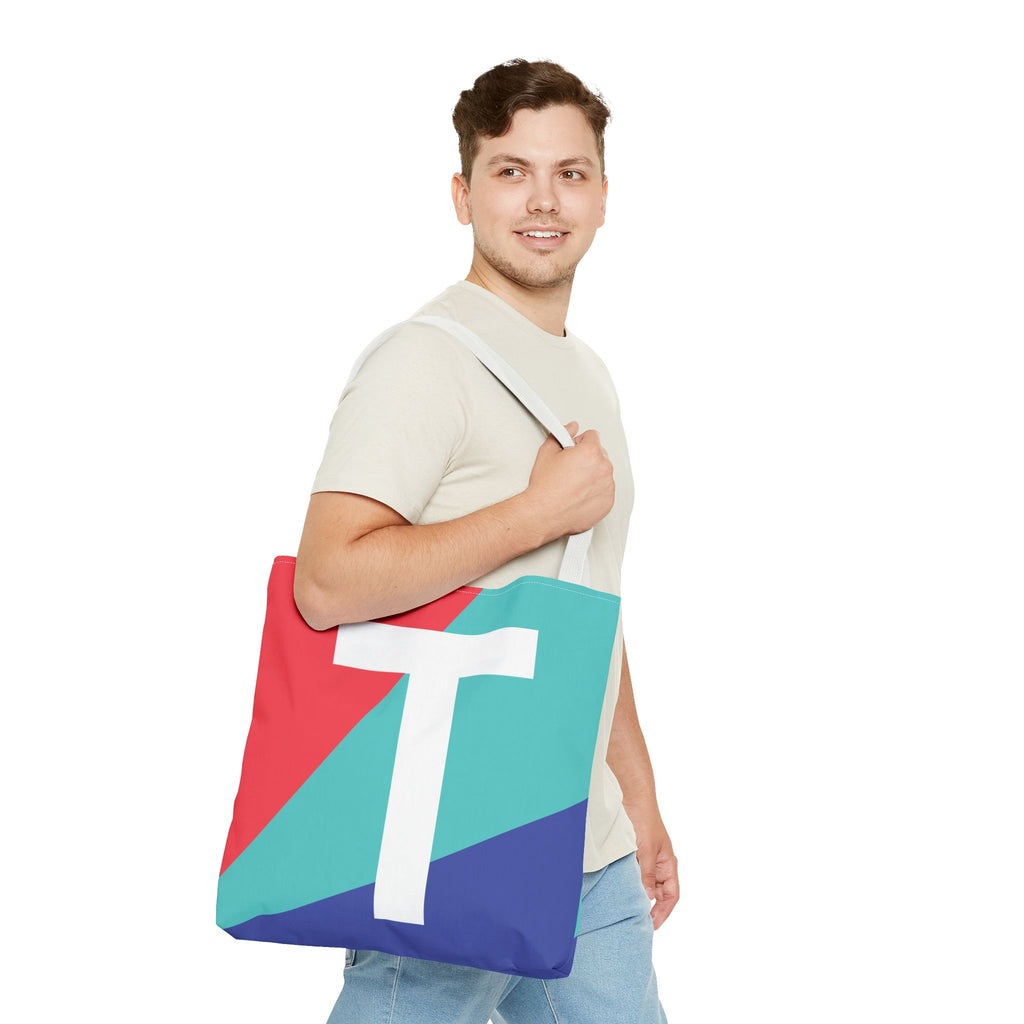 Monogram 'T' Colorblock Tote Bag — Personalized Initial T Shoulder Tote