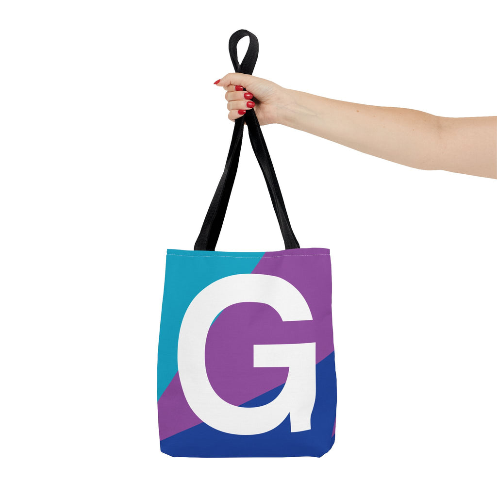 Monogram 'G' Colorblock Tote Bag — Personalized Initial G Shoulder Tote