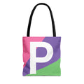 Monogram 'P' Colorblock Tote Bag — Personalized Initial P Shoulder Tote
