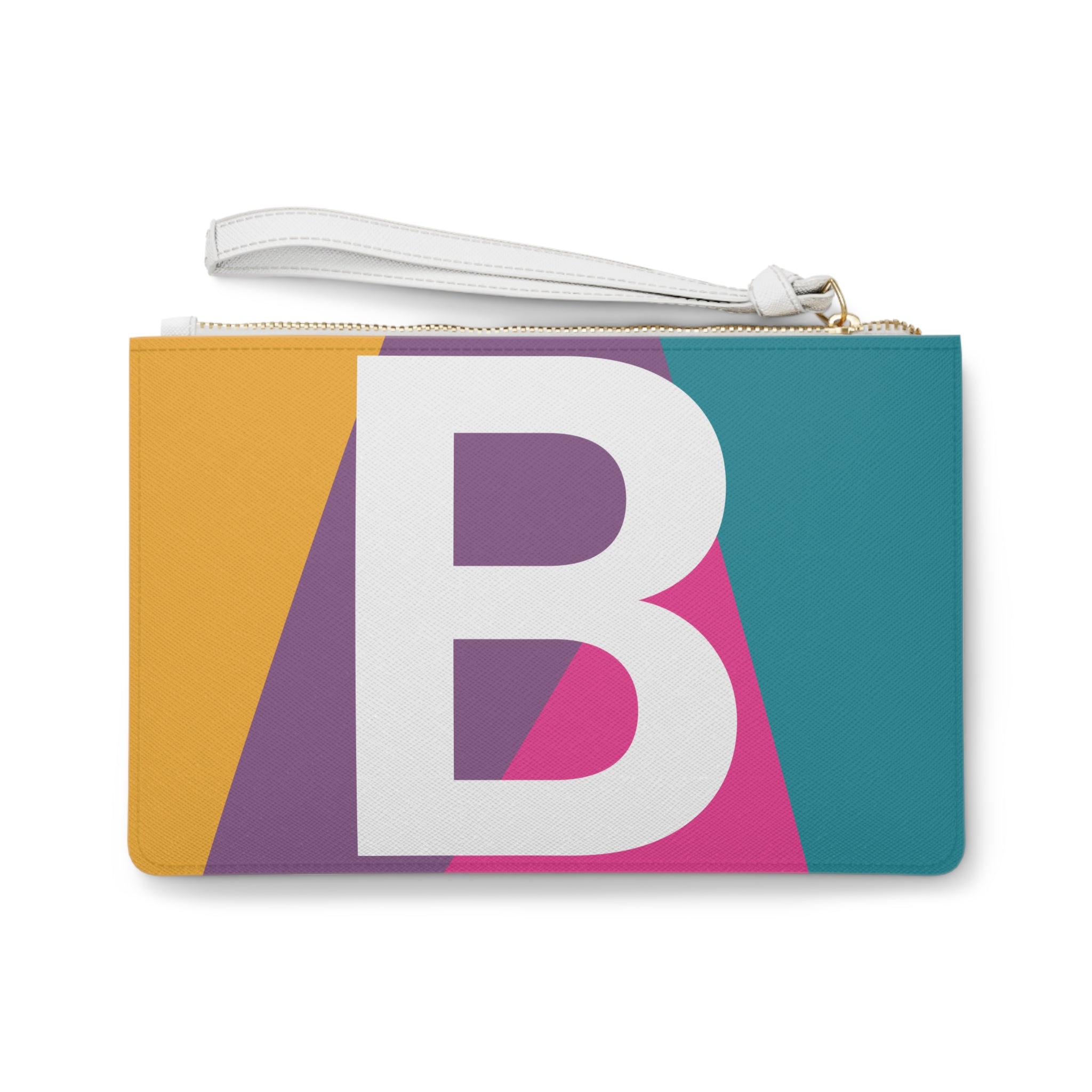 Monogram 'B' Colorblock Clutch Bag — Bold Geometric Wristlet for Everyday & Gifts