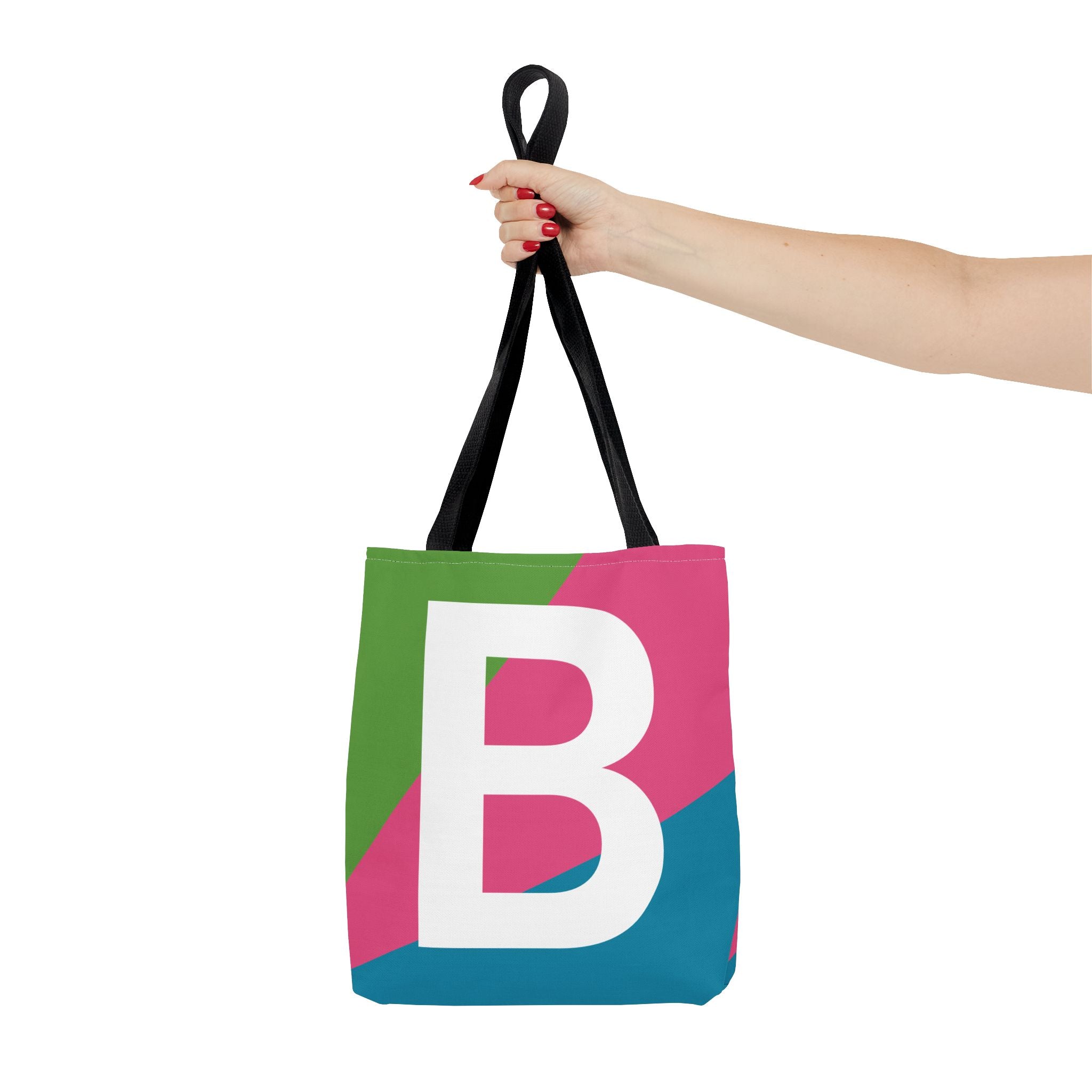 Monogram 'B' Colorblock Tote Bag — Personalized Initial B Shoulder Tote