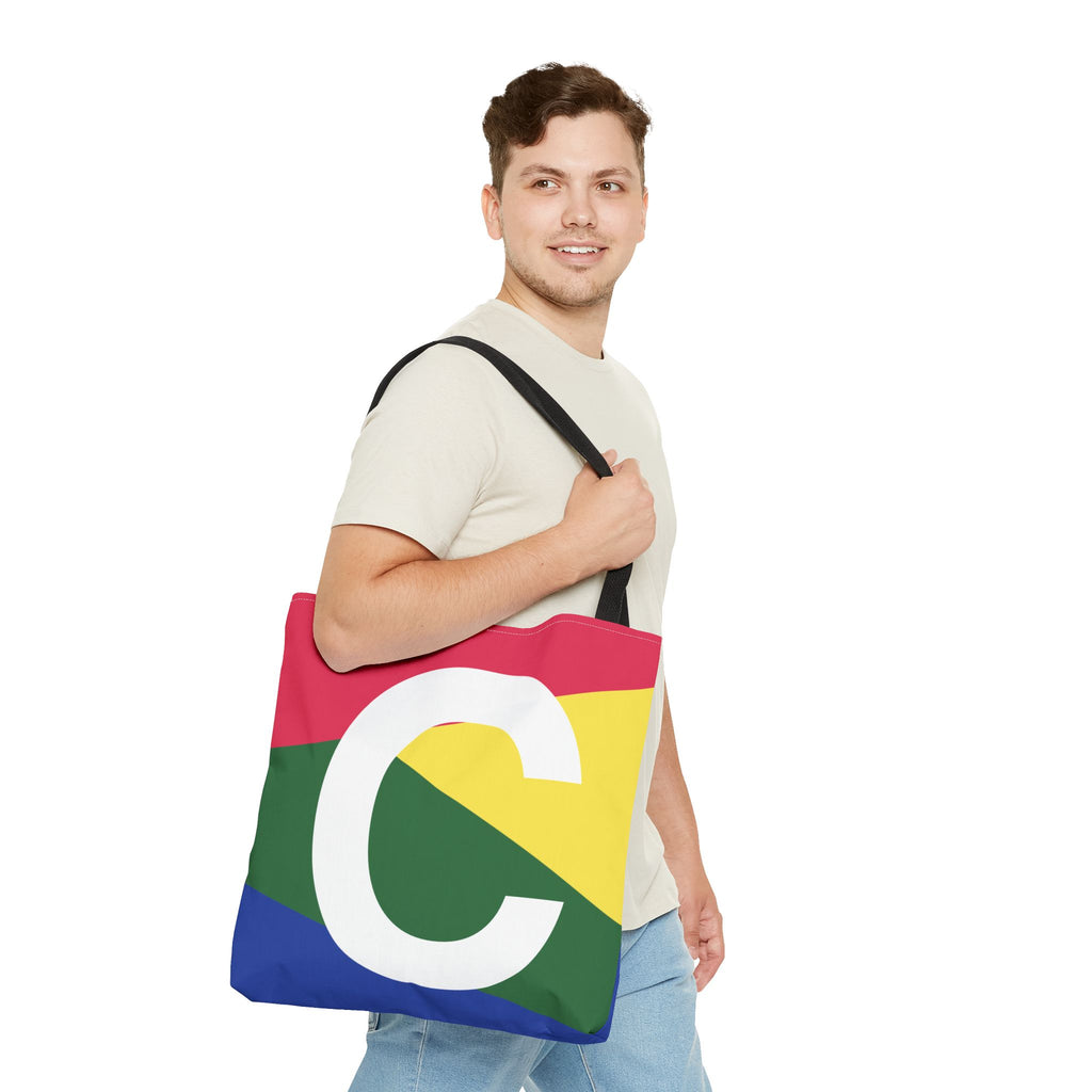 Monogram 'C' Colorblock Tote Bag — Personalized Initial C Shoulder Tote